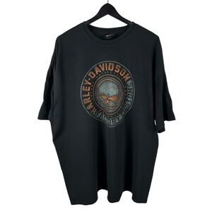 Mens Y2K Harley Davidson Motorcycles Steel City Skull Biker Shirt Size 3XL